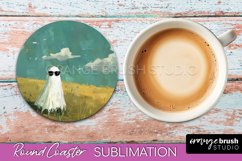 Ghost Coaster - Halloween Round Coaster Sublimation Design Product Image 1