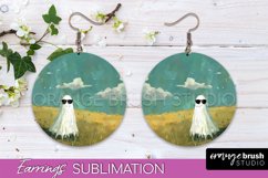 Halloween Earrings - Cute Ghost Round Earring Sublimation Product Image 1