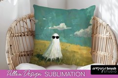 Halloween Pillow Cover - Cute Ghost Pillow Sublimation Product Image 1