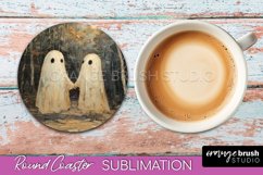 Ghost Coaster - Halloween Round Coaster Sublimation Design Product Image 1