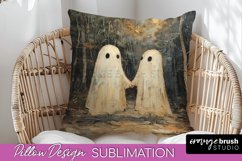 Halloween Pillow Cover - Cute Ghost Pillow Sublimation Product Image 1