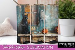Ghost Tumbler Wrap - Vintage Halloween Tumbler Sublimation Product Image 1