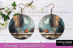 Halloween Earrings - Cute Ghost Round Earring Sublimation Product Image 1