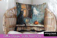 Halloween Pillow Cover - Cute Ghost Pillow Sublimation Product Image 1