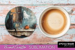 Ghost Coaster - Halloween Round Coaster Sublimation Design Product Image 1