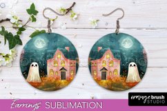 Halloween Earrings - Cute Ghost Round Earring Sublimation Product Image 1