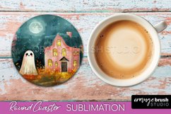 Ghost Coaster - Halloween Round Coaster Sublimation Design Product Image 1