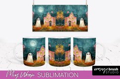 Ghost Mug Wrap - Vintage Halloween Mug Sublimation Design Product Image 1