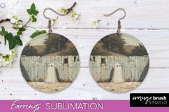 Halloween Earrings - Cute Ghost Round Earring Sublimation Product Image 1