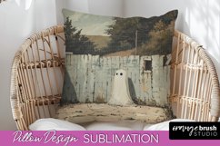 Halloween Pillow Cover - Cute Ghost Pillow Sublimation Product Image 1