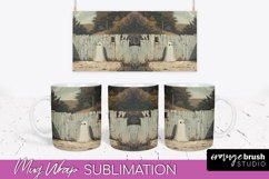 Ghost Mug Wrap - Vintage Halloween Mug Sublimation Design Product Image 1