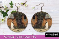 Halloween Earrings - Cute Ghost Round Earring Sublimation Product Image 1