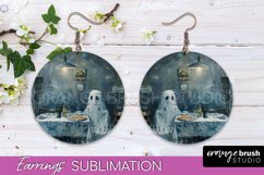 Halloween Earrings - Cute Ghost Round Earring Sublimation Product Image 1