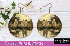 Halloween Earrings - Cute Ghost Round Earring Sublimation Product Image 1