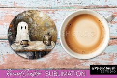 Ghost Coaster - Halloween Round Coaster Sublimation Design Product Image 1