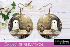 Halloween Earrings - Cute Ghost Round Earring Sublimation Product Image 1