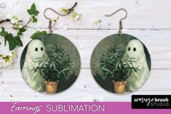 Halloween Earrings - Cute Ghost Round Earring Sublimation Product Image 1