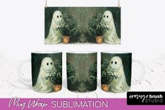 Ghost Mug Wrap - Vintage Halloween Mug Sublimation Design Product Image 1