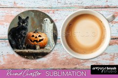 Ghost Coaster - Halloween Round Coaster Sublimation Design Product Image 1