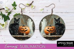 Halloween Earrings - Cute Ghost Round Earring Sublimation Product Image 1