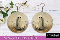 Halloween Earrings - Cute Ghost Round Earring Sublimation Product Image 1
