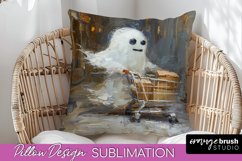 Halloween Pillow Cover - Cute Ghost Pillow Sublimation Product Image 1