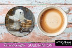 Ghost Coaster - Halloween Round Coaster Sublimation Design Product Image 1