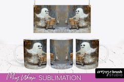 Ghost Mug Wrap - Vintage Halloween Mug Sublimation Design Product Image 1