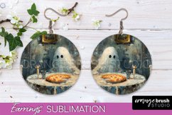 Halloween Earrings - Cute Ghost Round Earring Sublimation Product Image 1