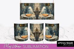 Ghost Mug Wrap - Vintage Halloween Mug Sublimation Design Product Image 1