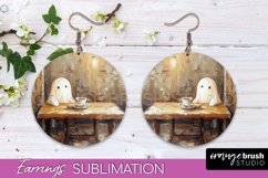 Halloween Earrings - Cute Ghost Round Earring Sublimation Product Image 1