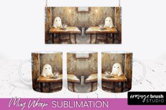 Ghost Mug Wrap - Vintage Halloween Mug Sublimation Design Product Image 1