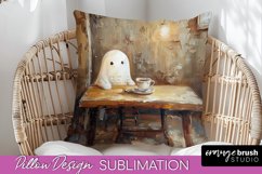 Halloween Pillow Cover - Cute Ghost Pillow Sublimation Product Image 1