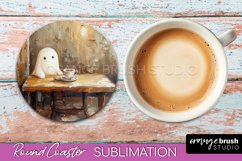 Ghost Coaster - Halloween Round Coaster Sublimation Design Product Image 1