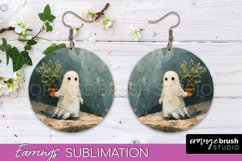 Halloween Earrings - Cute Ghost Round Earring Sublimation Product Image 1