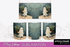 Ghost Mug Wrap - Vintage Halloween Mug Sublimation Design Product Image 1