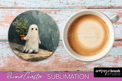 Ghost Coaster - Halloween Round Coaster Sublimation Design Product Image 1