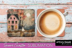 Ghost Coaster - Halloween Square Coaster Sublimation Design Product Image 1
