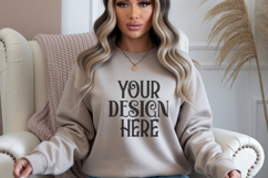 Gildan 18000 Beige Sweatshirt mockup Product Image 1