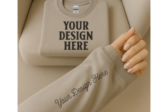 Gildan 18000 Ash Sleeve Sweatshirt Mockup | Cozy Crewneck Product Image 1