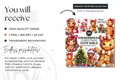 Gingerbread man Pink Girl Christmas cookies png clipart Product Image 2