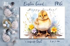 Easter Card PNG. Watercolor Easter Chick Spring Printable Product Image 1