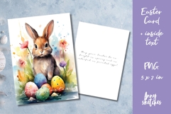 Easter Card PNG. Watercolor Easter Bunny Printable PNG Product Image 1