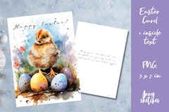 Easter Card PNG 4 Watercolor Easter Chicken Printable PNG Product Image 1