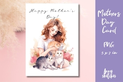 Mother&#039;s Day Card PNG - Cat Mom Clipart Gift Product Image 1