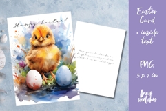 Easter Card PNG 4 Watercolor Easter Chicken Printable PNG Product Image 1
