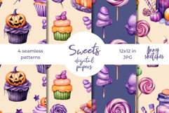 4 Halloween Sweets Digital Paper Seamless Pattern Product Image 1