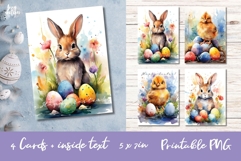 Easter Card PNG 4 Watercolor Easter Bunny Printable PNG Product Image 1