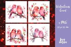 Valentines Card Watercolor. 4 Valentine&#039;s Day Printable PNG Product Image 1