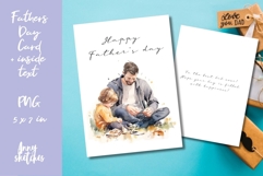 Fathers Day Card PNG. Watercolor Fathers Day Printable PNG Product Image 1